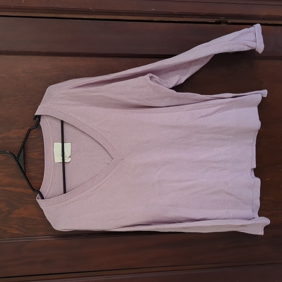 Lucky Brand Light Pink V Neck Lightweight Sweater Size Large - Picture 1 of 5